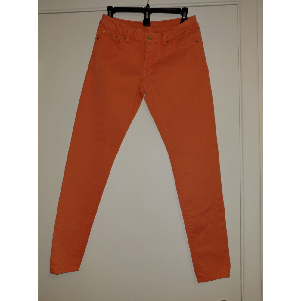 MICHAEL Michael Kors Izzy Cropped Skinny Jeans W Size 2 Coral Pink Stretch Denim
